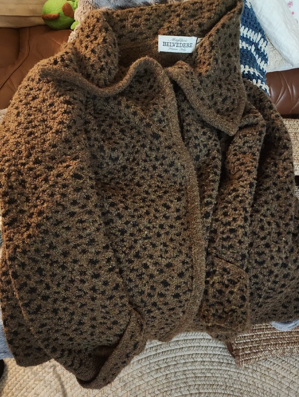 Belvedere Women's Brown Textured Cardigan Sweater Vintage
